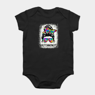 Autistic Autism Awareness Mom Life Shirts Women Bleached Baby Bodysuit